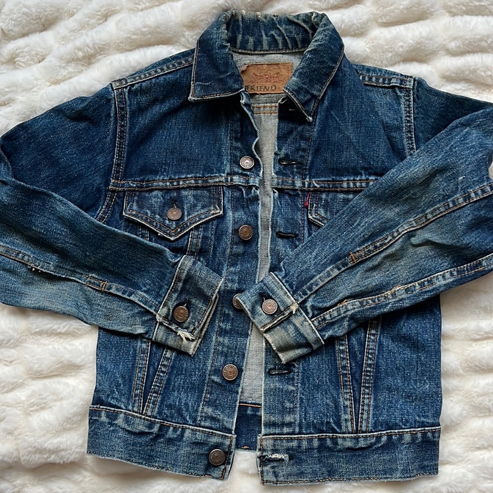 Vintage Levi’s Denim Jacket.  Worn & loved by both boy & girl.  Classic!